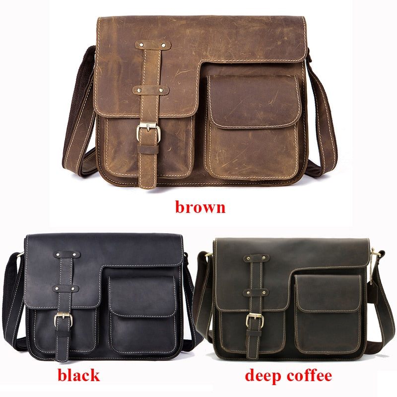 Férfi Aktatáskák Luxus Egzotikus Bőr Vintage Flap Crossbody Aktatáska - Fekete