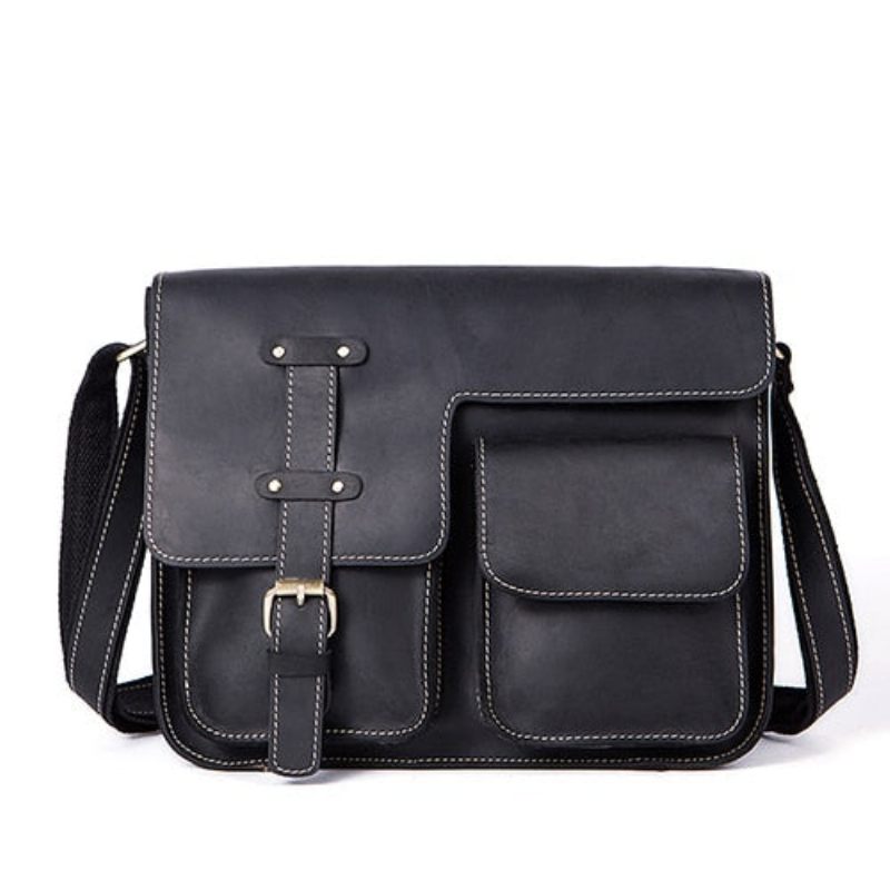 Férfi Aktatáskák Luxus Egzotikus Bőr Vintage Flap Crossbody Aktatáska - Fekete