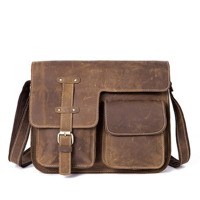 Férfi Aktatáskák Luxus Egzotikus Bőr Vintage Flap Crossbody Aktatáska - Kávé