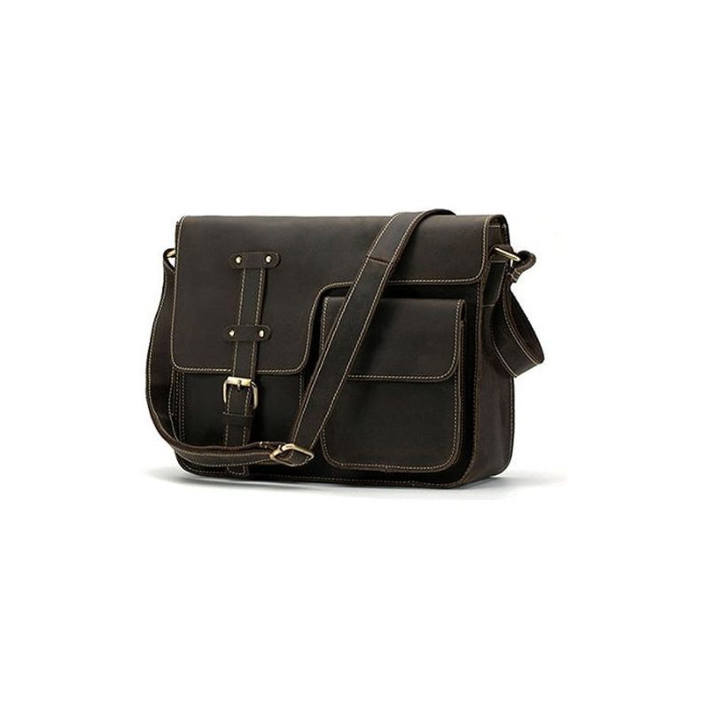 Férfi Aktatáskák Luxus Egzotikus Bőr Vintage Flap Crossbody Aktatáska - Sötét Kávé