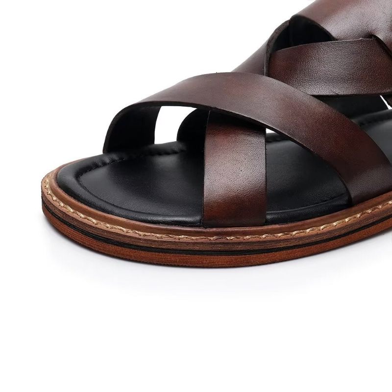 Férfi Alkalmi Cipő Roman Peep Toe Szandál - Kávé