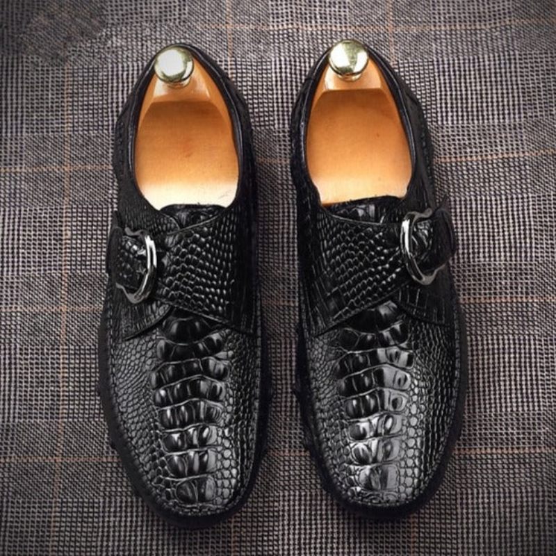 Férfi Alkalmi Cipők Luxus Aligátor Textúrájú Penny Loafers - Fekete