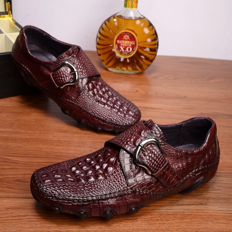 Férfi Alkalmi Cipők Luxus Aligátor Textúrájú Penny Loafers - Piros