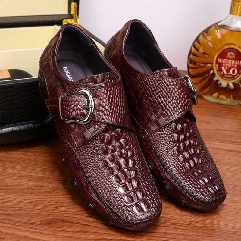 Férfi Alkalmi Cipők Luxus Aligátor Textúrájú Penny Loafers - Piros