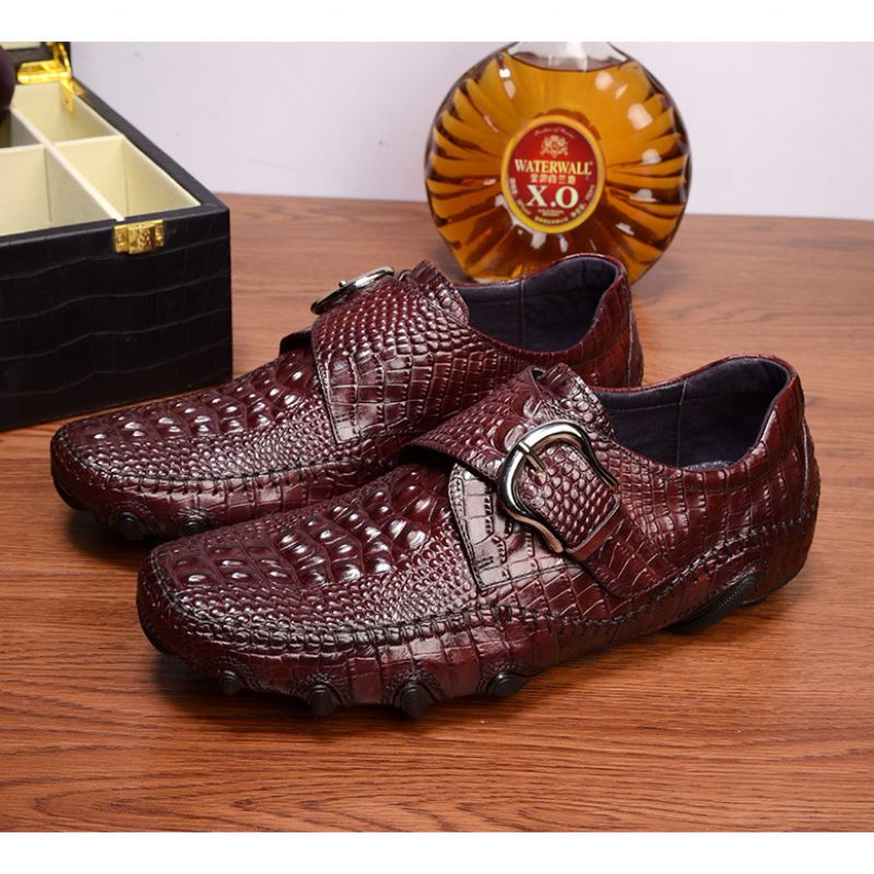 Férfi Alkalmi Cipők Luxus Aligátor Textúrájú Penny Loafers - Piros