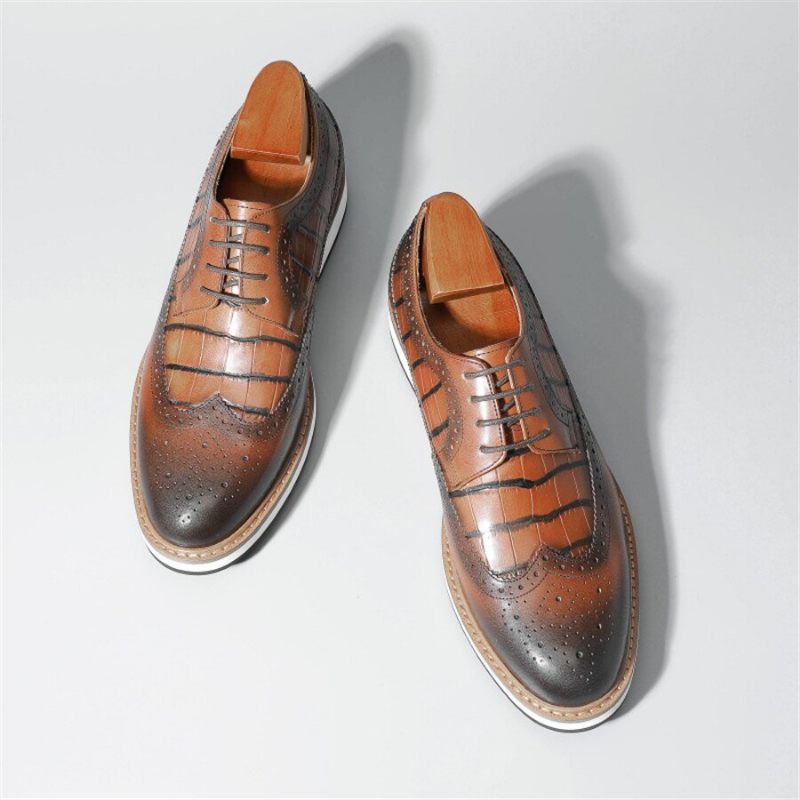 Férfi Alkalmi Cipők Tehénbőr Designer Brogue - Kávé