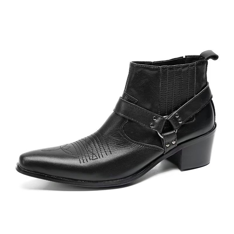 Férfi Csizma Luxus Serpent Black Leather Party Bokacsizma - Fekete