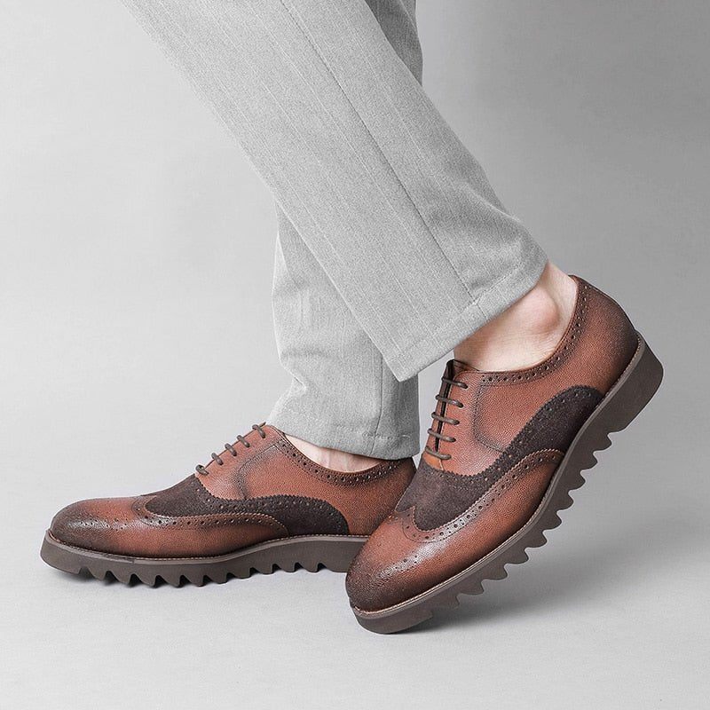 Férfi Formális Cipő Alligator Luxus Wingtip Brogue Alkalmi - Kávé