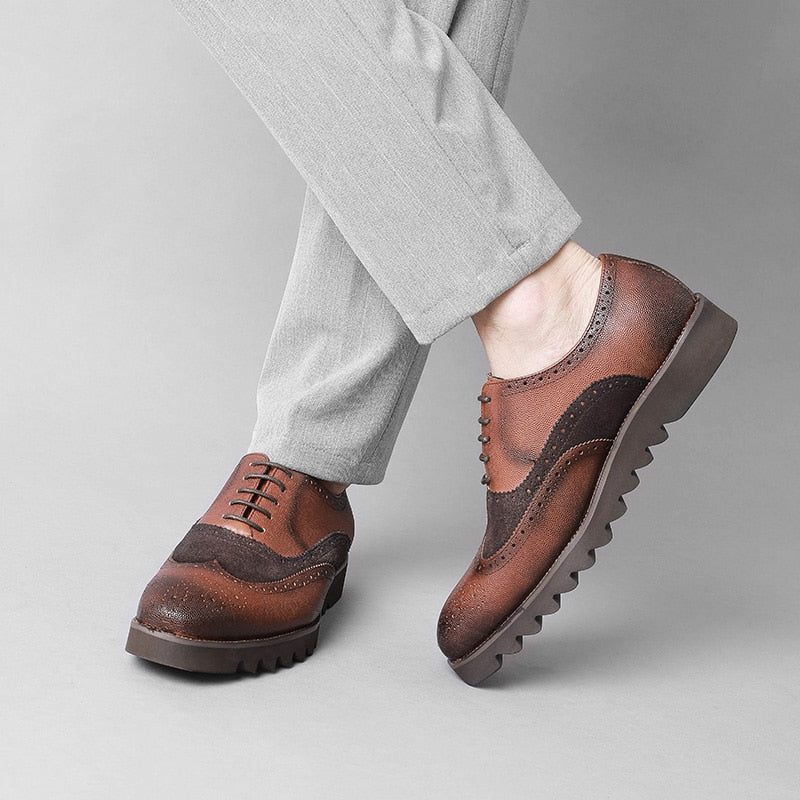 Férfi Formális Cipő Alligator Luxus Wingtip Brogue Alkalmi - Kávé