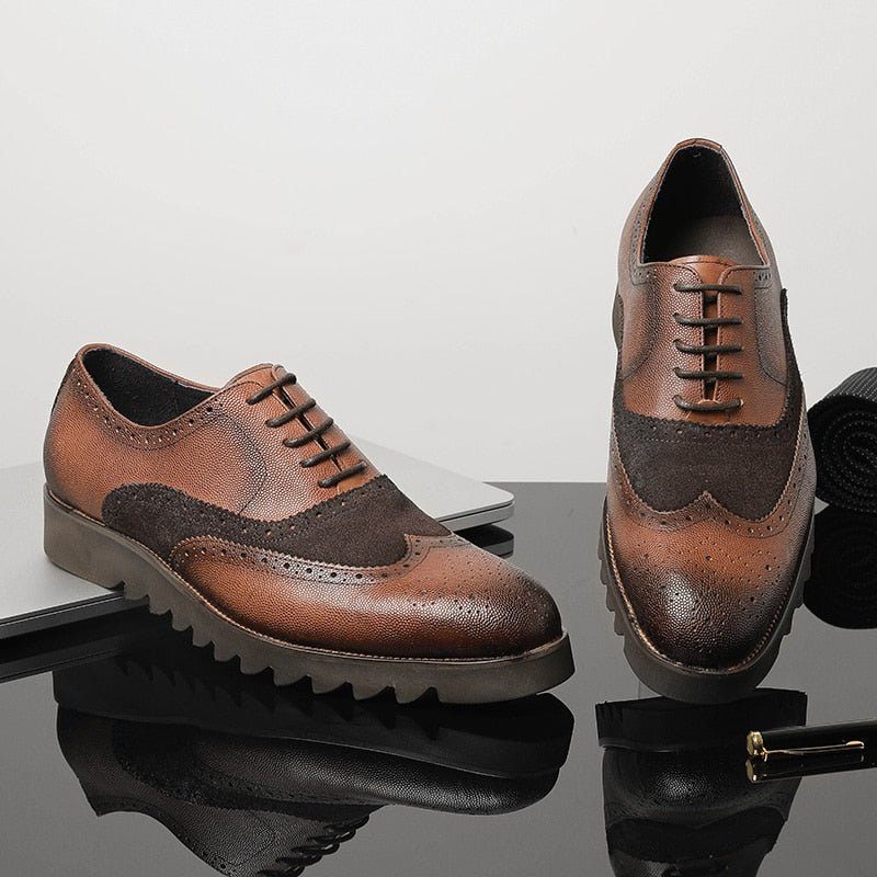 Férfi Formális Cipő Alligator Luxus Wingtip Brogue Alkalmi - Kávé