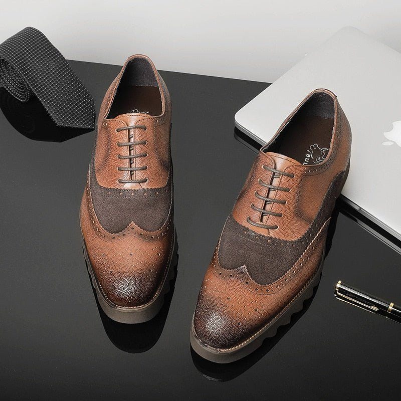 Férfi Formális Cipő Alligator Luxus Wingtip Brogue Alkalmi - Kávé