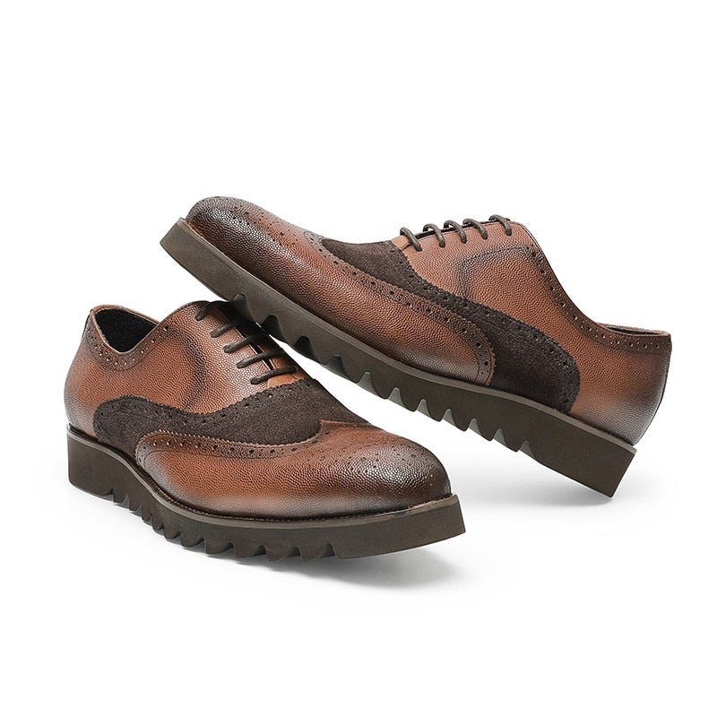 Férfi Formális Cipő Alligator Luxus Wingtip Brogue Alkalmi - Kávé