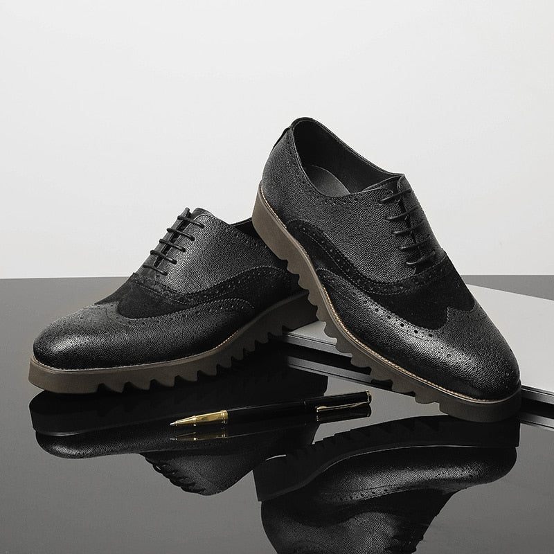 Férfi Formális Cipő Alligator Luxus Wingtip Brogue Alkalmi - Fekete