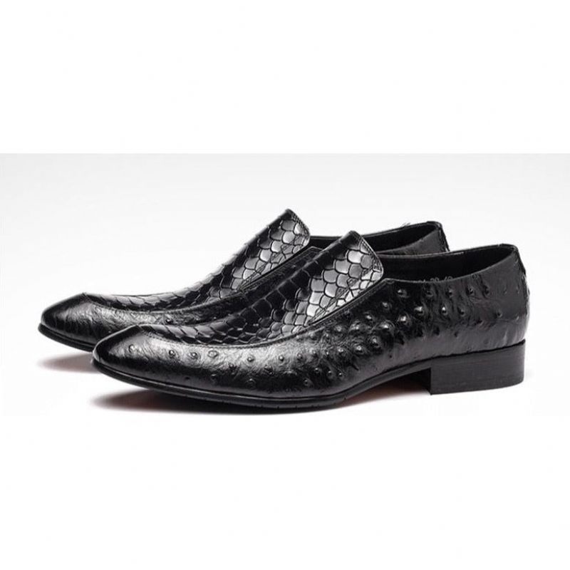 Férfi Formális Cipő Croc Textúra Bőr Felcsúsztatható Oxford Brogues - Fekete