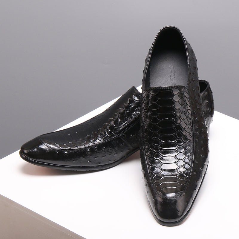 Férfi Formális Cipő Croc Textúra Bőr Felcsúsztatható Oxford Brogues - Fekete