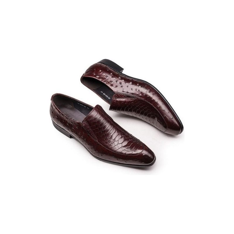 Férfi Formális Cipő Croc Textúra Bőr Felcsúsztatható Oxford Brogues - Piros