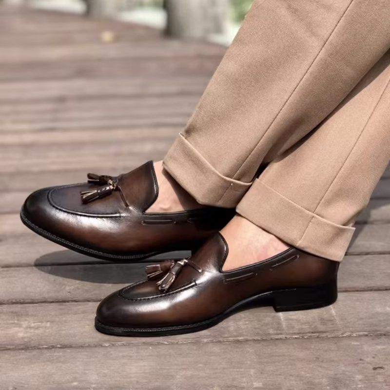 Férfi Formális Cipő Elegáns Bojt Brogue Stílusú Bőr Oxford - Kávé