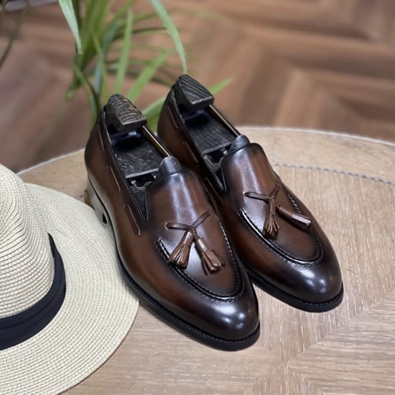 Férfi Formális Cipő Elegáns Bojt Brogue Stílusú Bőr Oxford - Kávé