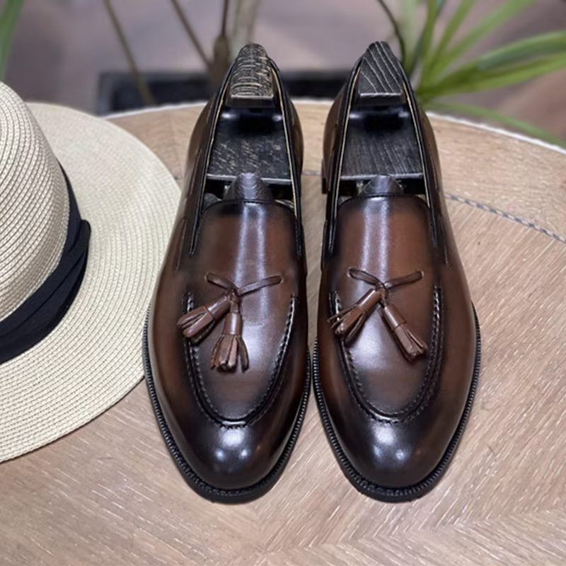 Férfi Formális Cipő Elegáns Bojt Brogue Stílusú Bőr Oxford - Kávé