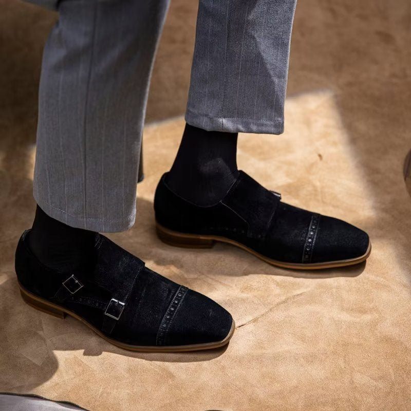 Férfi Formális Cipő Elegáns Csattal Zárható Monkstraps Ruhacipő - Fekete