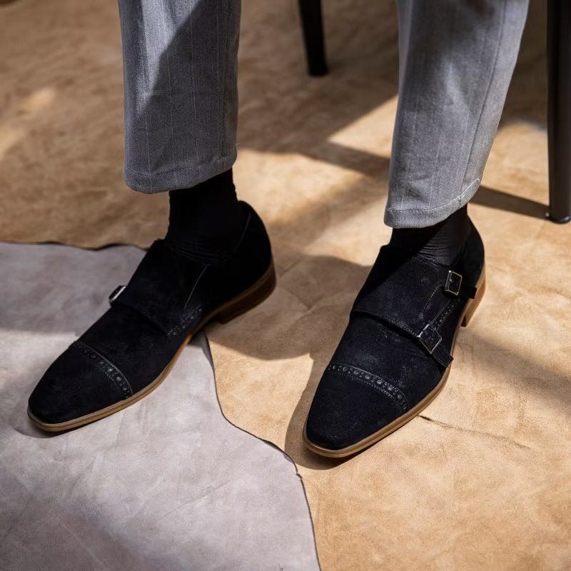 Férfi Formális Cipő Elegáns Csattal Zárható Monkstraps Ruhacipő - Fekete