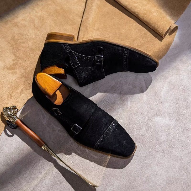 Férfi Formális Cipő Elegáns Csattal Zárható Monkstraps Ruhacipő - Fekete