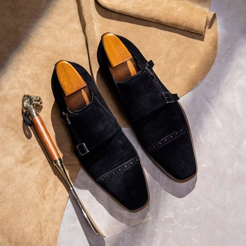 Férfi Formális Cipő Elegáns Csattal Zárható Monkstraps Ruhacipő - Fekete