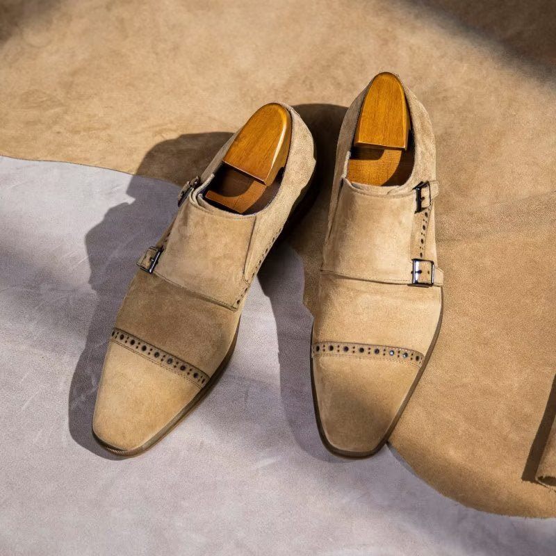 Férfi Formális Cipő Elegáns Csattal Zárható Monkstraps Ruhacipő - Bézs