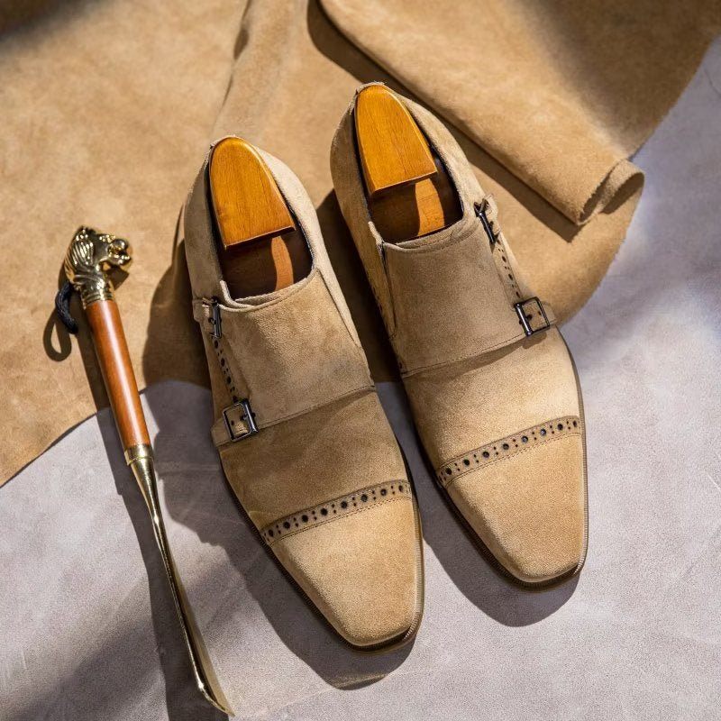 Férfi Formális Cipő Elegáns Csattal Zárható Monkstraps Ruhacipő - Bézs