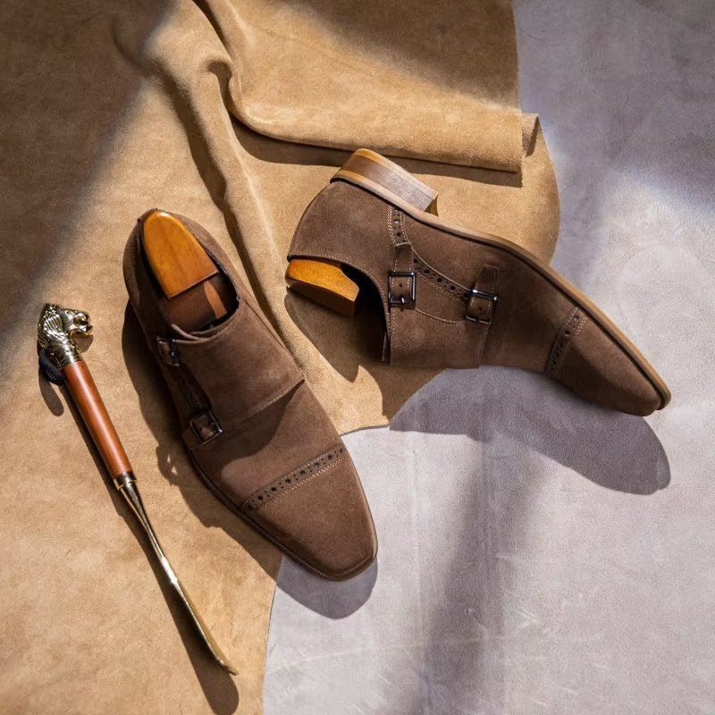 Férfi Formális Cipő Elegáns Csattal Zárható Monkstraps Ruhacipő - Barna