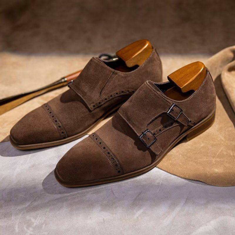 Férfi Formális Cipő Elegáns Csattal Zárható Monkstraps Ruhacipő - Barna