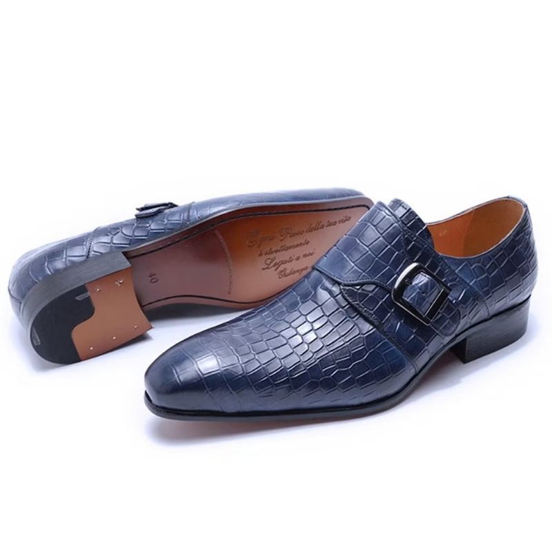 Férfi Formális Cipő Elegáns Luxus Croc Monkstrap Ruhacipő - Kék