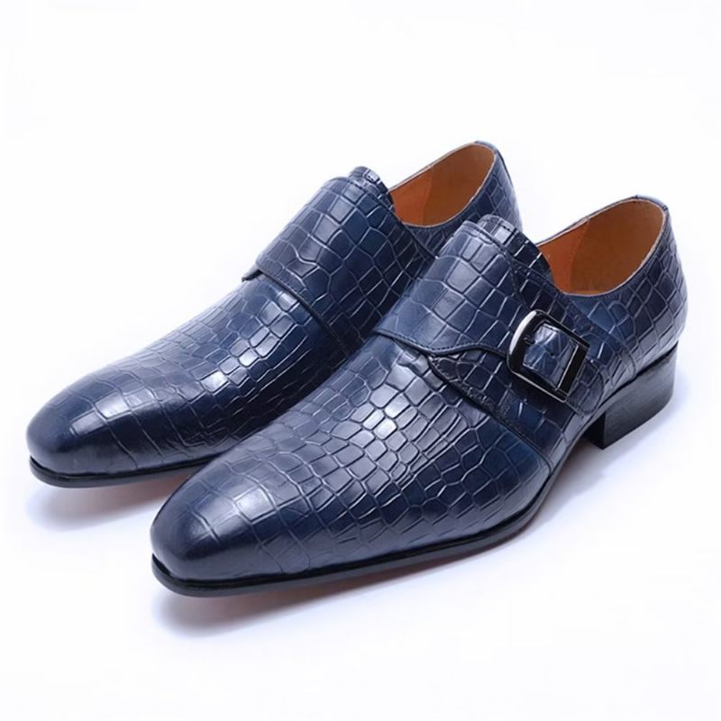 Férfi Formális Cipő Elegáns Luxus Croc Monkstrap Ruhacipő - Kék