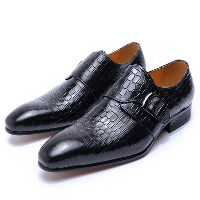 Férfi Formális Cipő Elegáns Luxus Croc Monkstrap Ruhacipő - Fekete