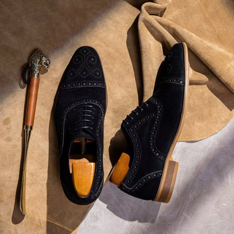 Férfi Formális Cipő Elegáns Textúrájú Fűzős Ruha Brogues - Fekete