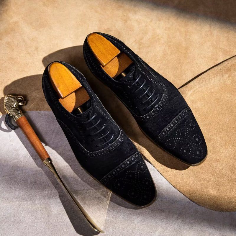 Férfi Formális Cipő Elegáns Textúrájú Fűzős Ruha Brogues - Fekete