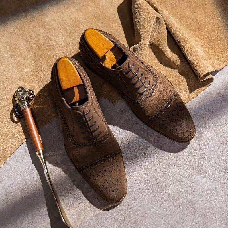 Férfi Formális Cipő Elegáns Textúrájú Fűzős Ruha Brogues - Kávé