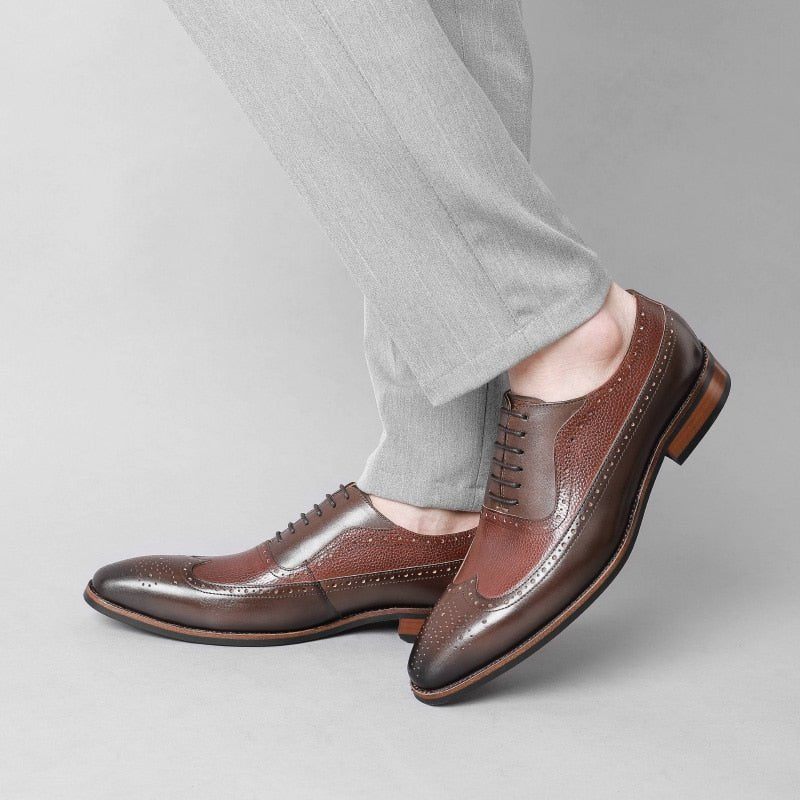 Férfi Formális Cipő Hegyes Fűzős Brogues - Kávé