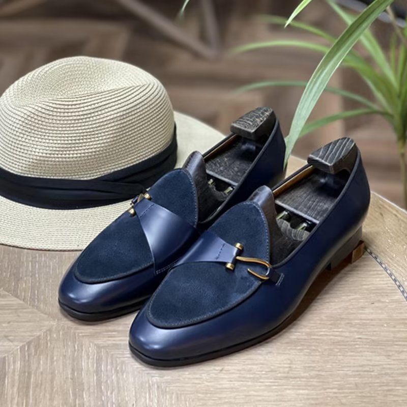 Férfi Formális Cipő Klasszikus Brogue Slip-ons - Kék