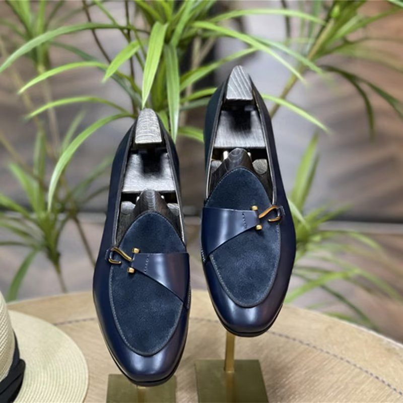 Férfi Formális Cipő Klasszikus Brogue Slip-ons - Kék