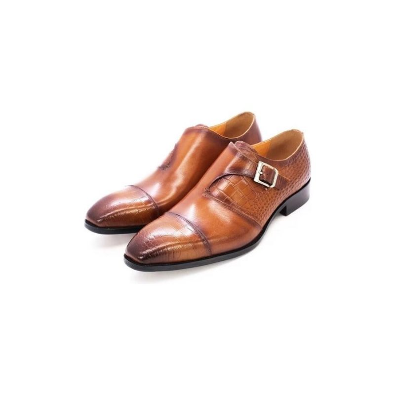 Férfi Formális Cipő Modish Luxus Krokodilmintás Monkstrap Ruhacipő - Kávé