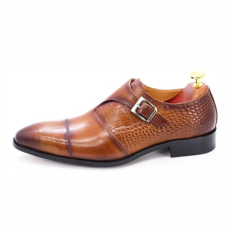 Férfi Formális Cipő Modish Luxus Krokodilmintás Monkstrap Ruhacipő - Kávé