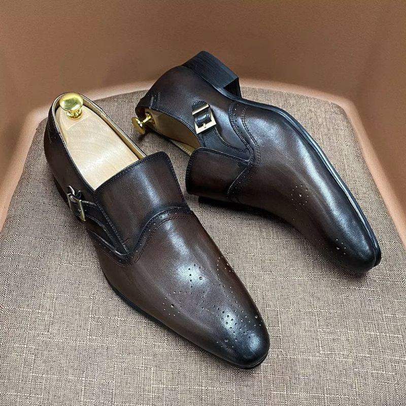 Férfi Formális Cipő Monkstrap Csatos Ruhacipő - Kávé