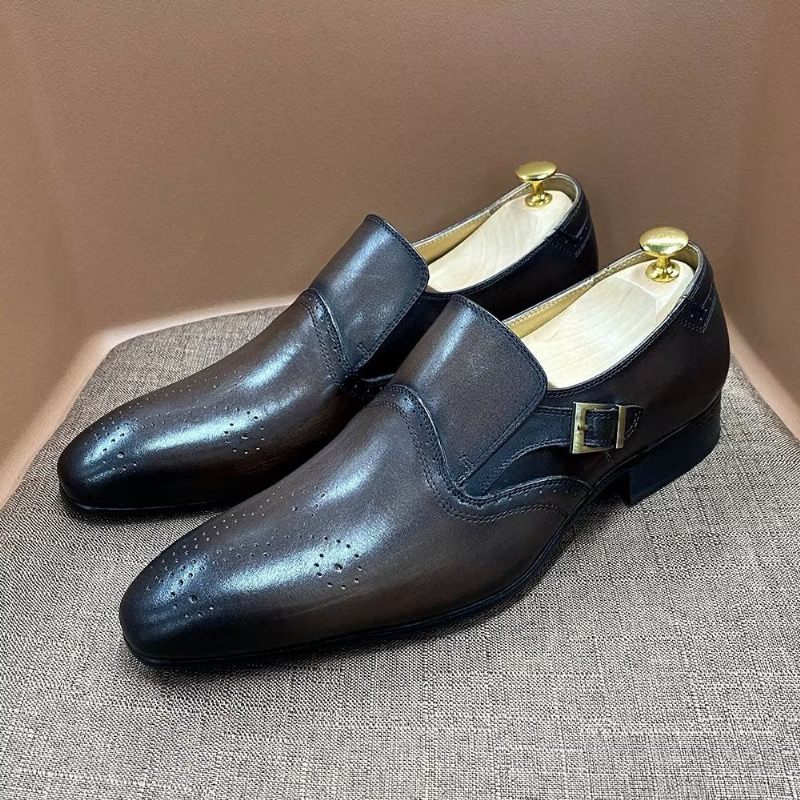 Férfi Formális Cipő Monkstrap Csatos Ruhacipő - Kávé