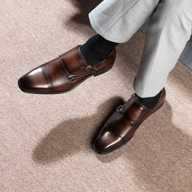 Férfi Formális Cipő Monkstrap Ruhacipő - Kávé