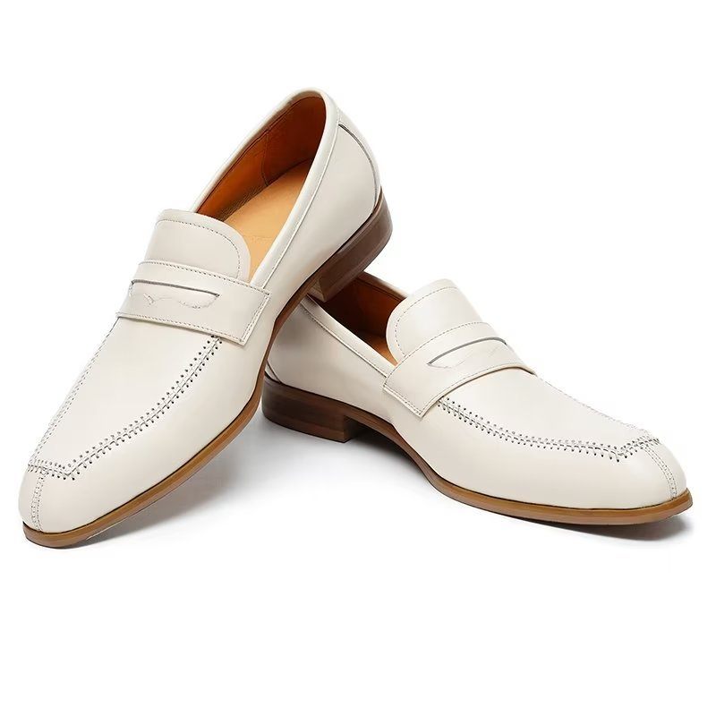 Férfi Formális Cipők Dombornyomott Elegance Slip-on Négyzetes Orrú Ruhacipő - Fehér