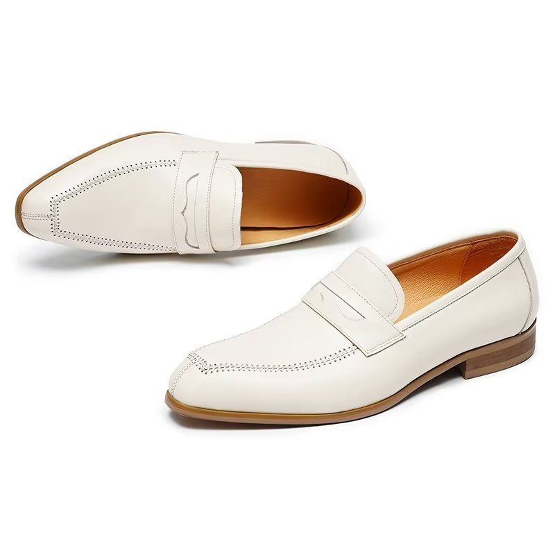 Férfi Formális Cipők Dombornyomott Elegance Slip-on Négyzetes Orrú Ruhacipő - Fehér