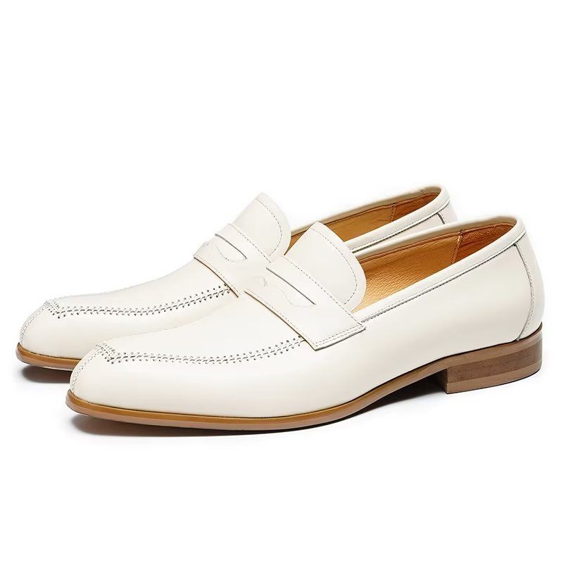 Férfi Formális Cipők Dombornyomott Elegance Slip-on Négyzetes Orrú Ruhacipő - Fehér