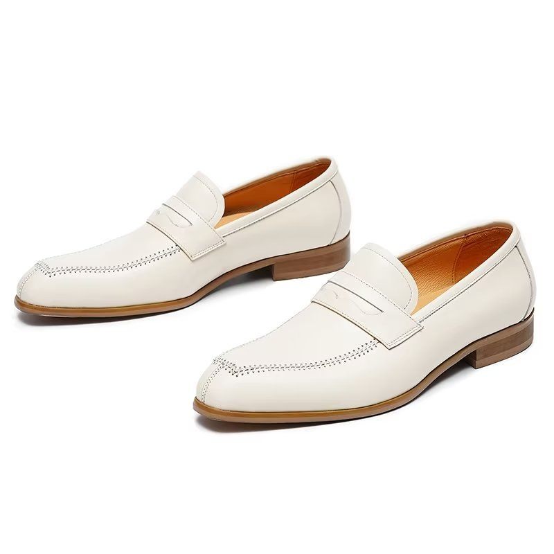 Férfi Formális Cipők Dombornyomott Elegance Slip-on Négyzetes Orrú Ruhacipő - Fehér