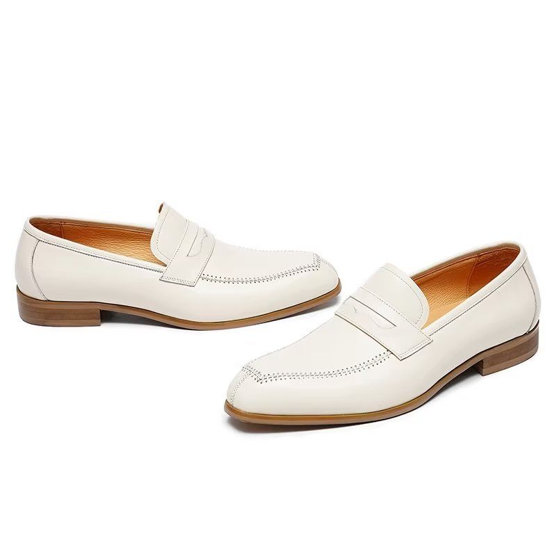 Férfi Formális Cipők Dombornyomott Elegance Slip-on Négyzetes Orrú Ruhacipő - Fehér